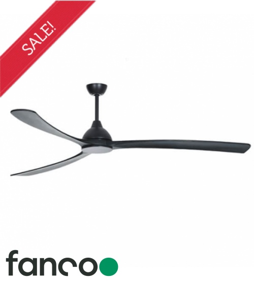 Fanco Sanctuary 3 Blade 86" DC Ceiling Fan with Remote Control in Black with Black Blades